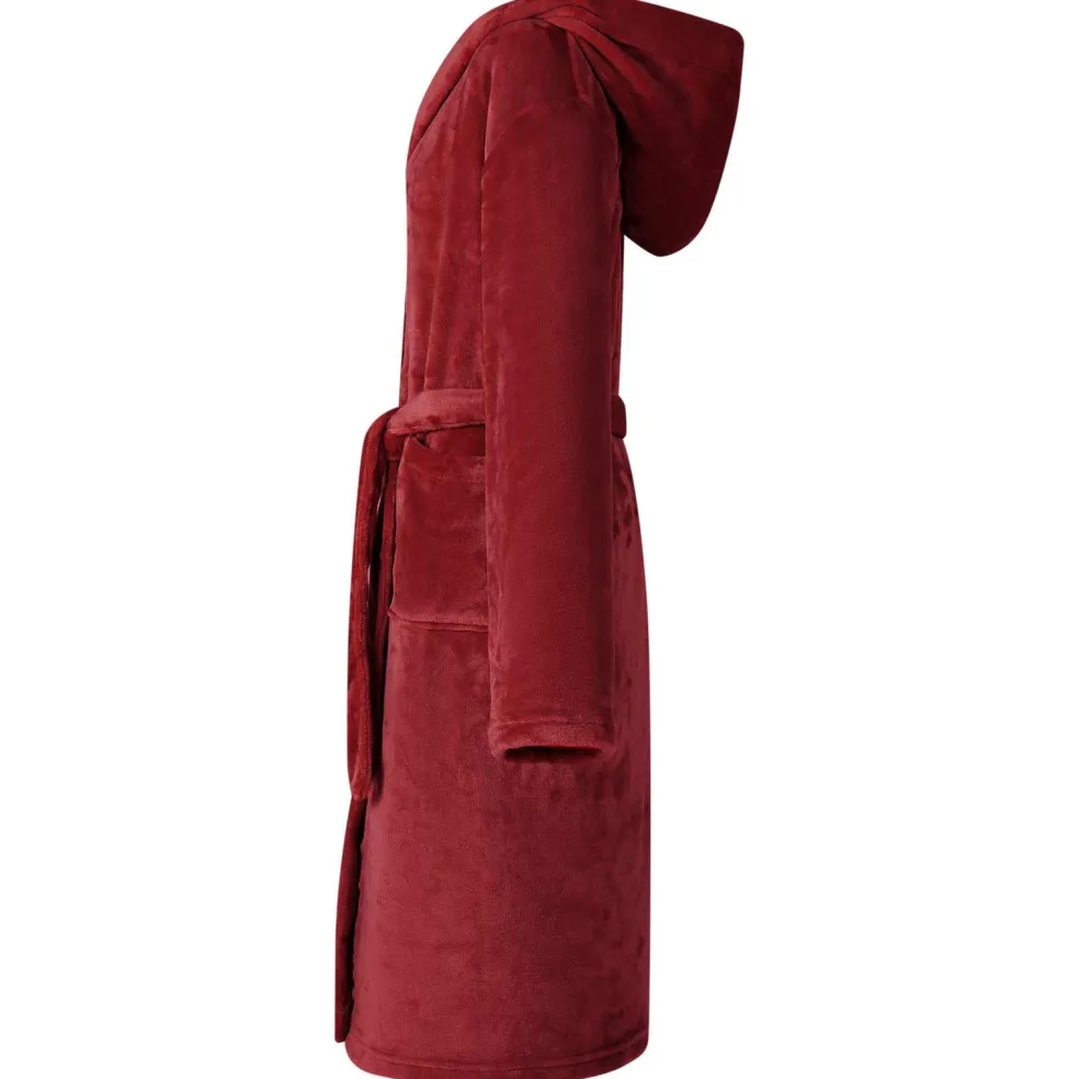 vidaXL Badjas Hoodie Bordeaux Rood S Flanel