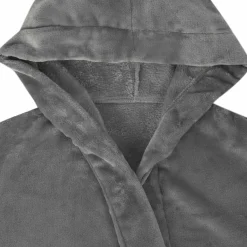vidaXL Badjas Hoodie Donkergrijs S Flanel