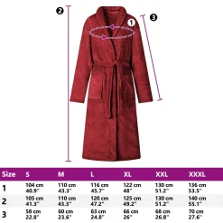 vidaXL Badjas zonder Kap Bordeaux Rood s Flanel
