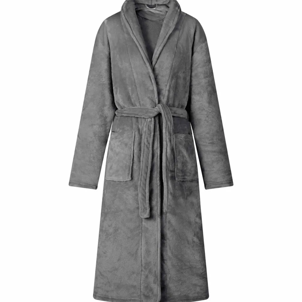 vidaXL Badjas zonder Kap Donkergrijs s Flanel
