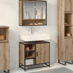 vidaXL Badkamerkast Artisan Eiken 65 x 33 x 60 cm Bewerkt hout