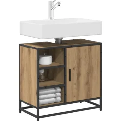 vidaXL Badkamerkast Artisan Eiken 65 x 33 x 60 cm Bewerkt hout