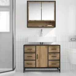 vidaXL Badkamerkast Artisan Eiken 80 x 33 x 60 cm Bewerkt hout