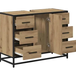 vidaXL Badkamerkast Artisan Eiken 80 x 33 x 60 cm Bewerkt hout