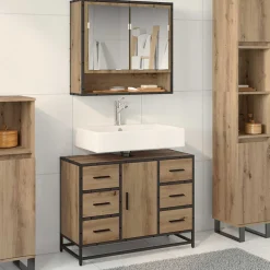 vidaXL Badkamerkast Artisan Eiken 80 x 33 x 60 cm Bewerkt hout