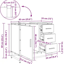 vidaXL Badkamerkast Artisan Eiken 65 x 33 x 60 cm Bewerkt hout