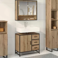 vidaXL Badkamerkast Artisan Eiken 65 x 33 x 60 cm Bewerkt hout