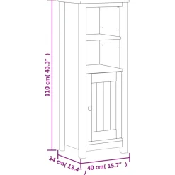 vidaXL Badkamerkast BERG 40x34x110 cm massief grenenhout wit