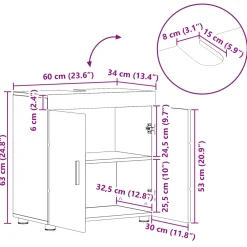 vidaXL Badkamerkastenset TULUM Grijs Sonoma 60 x 34 x 63 cm
