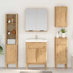 vidaXL Badkamerkast FLORO Wasbruin 35 x 30 x 90 cm Massief Vurenhout