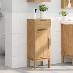 vidaXL Badkamerkast FLORO Wasbruin 35 x 30 x 90 cm Massief Vurenhout