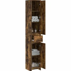 vidaXL Badkamerkast Gerookt eiken 30 x 33 x 190 cm Bewerkt hout