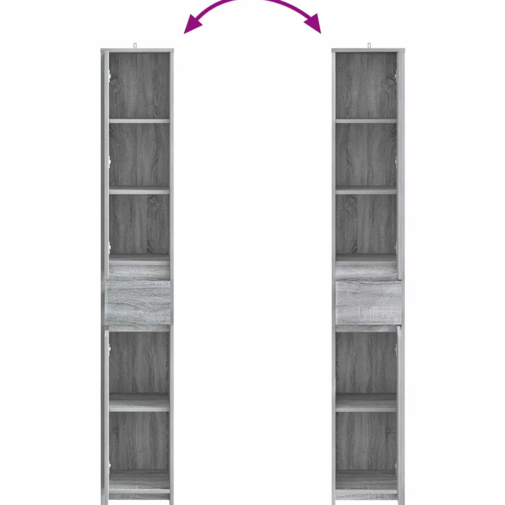 vidaXL Badkamerkast Grijs Sonoma 30 x 33 x 190 cm Bewerkt hout