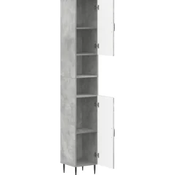 vidaXL Badkamerkast met Open Plank HAARLEM Betongrijs 30 x 31 x 190 cm