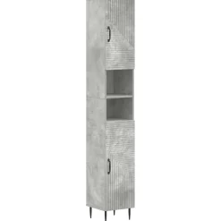 vidaXL Badkamerkast met Open Plank HAARLEM Betongrijs 30 x 31 x 190 cm