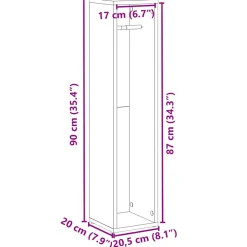 vidaXL Badkamerkast met rolhouder 20,5x20x90 cm wit