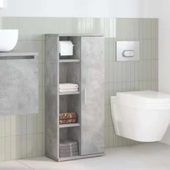 vidaXL Badkamerkast met rolhouder 39x22x90 cm betongrijs