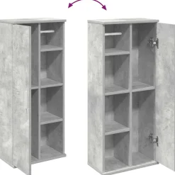 vidaXL Badkamerkast met rolhouder 39x22x90 cm betongrijs
