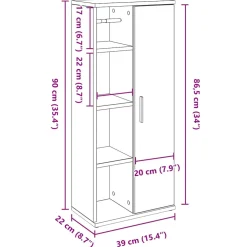 vidaXL Badkamerkast met rolhouder 39x22x90 cm betongrijs