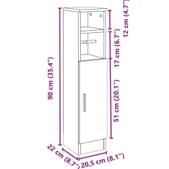 vidaXL Badkamerkast met rolhouder 20,5x22x90 cm wit