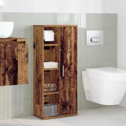 vidaXL Badkamerkast met rolhouder 39x22x90 cm oud houtkleurig