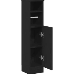 vidaXL Badkamerkast met rolhouder 20,5x22x90 cm zwart