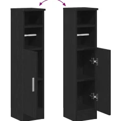 vidaXL Badkamerkast met rolhouder 20,5x22x90 cm zwart