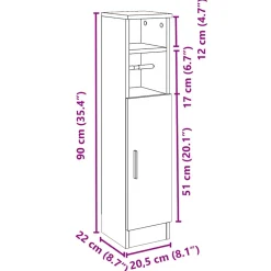 vidaXL Badkamerkast met rolhouder 20,5x22x90 cm zwart