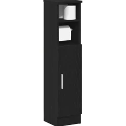 vidaXL Badkamerkast met rolhouder 20,5x22x90 cm zwart