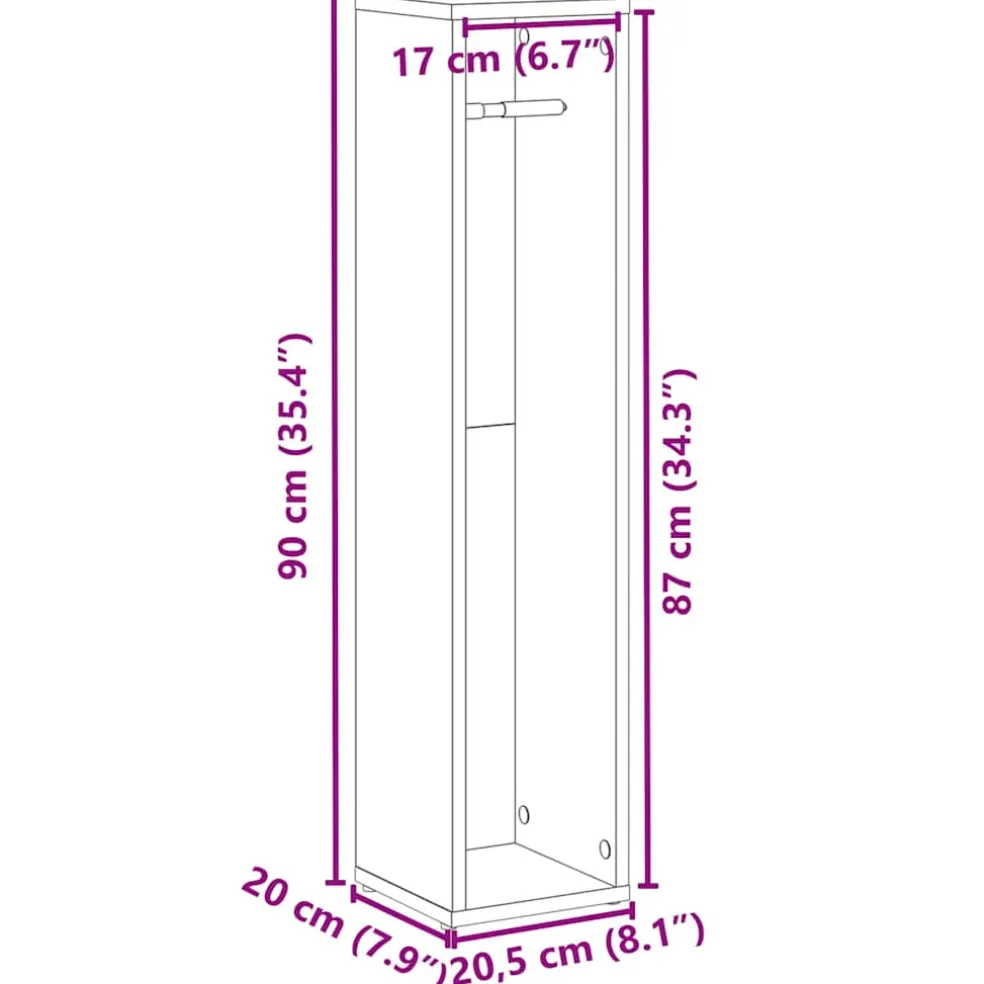 vidaXL Badkamerkast met rolhouder Artisan Oak 20,5x20x90 cm