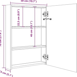 vidaXL Badkamerkast met spiegel en LED 50x13x70 cm