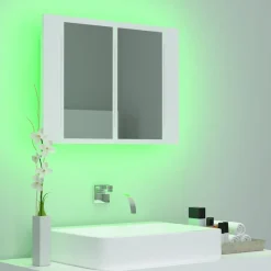 vidaXL Badkamerkast met spiegel en LED 60x12x45 cm acryl wit