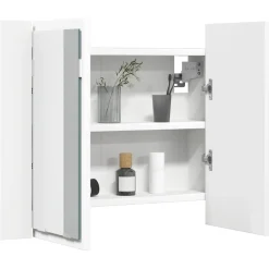 vidaXL Badkamerkast met spiegel en LED 60x12x45 cm acryl wit