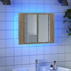 vidaXL Badkamerkast met spiegel LED 60x12x45 acryl sonoma eikenkleurig