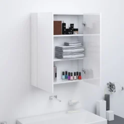 vidaXL Badkamerkast met spiegel 60x15x75 cm MDF glanzend wit