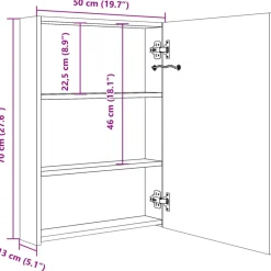 vidaXL Badkamerkast met spiegel en LED 50x13x70 cm glanzend wit