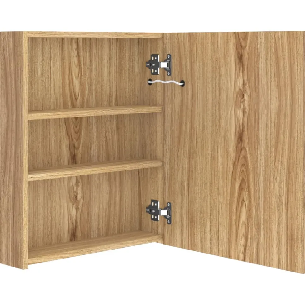 vidaXL Badkamerkast met spiegel en LED 50x14x60 cm eikenkleurig