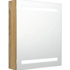 vidaXL Badkamerkast met spiegel en LED 50x14x60 cm eikenkleurig