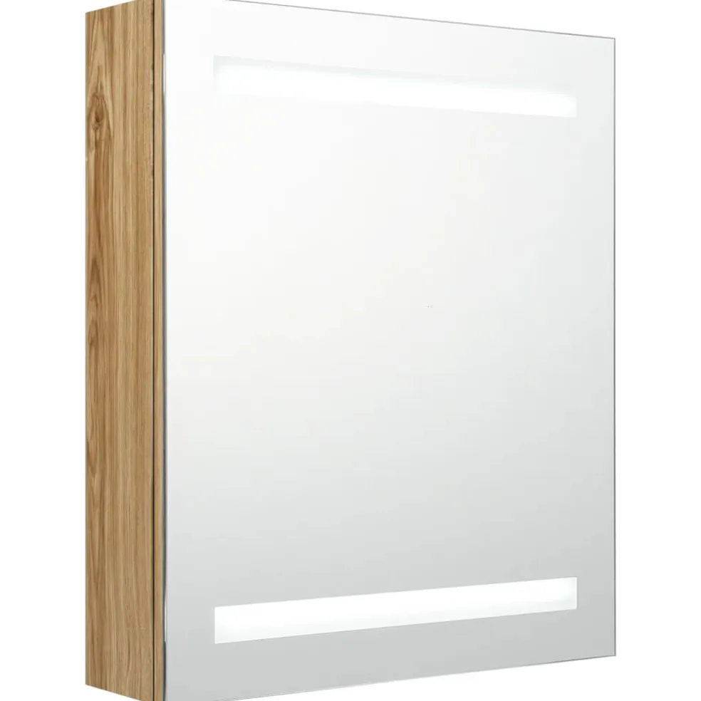 vidaXL Badkamerkast met spiegel en LED 50x14x60 cm eikenkleurig