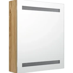 vidaXL Badkamerkast met spiegel en LED 50x14x60 cm eikenkleurig