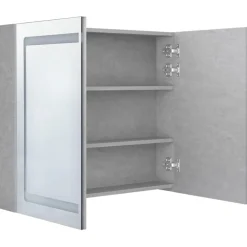 vidaXL Badkamerkast met spiegel en LED 80x12x68 cm betongrijs