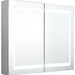 vidaXL Badkamerkast met spiegel en LED 80x12x68 cm betongrijs