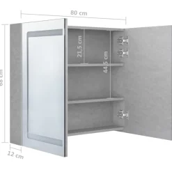 vidaXL Badkamerkast met spiegel en LED 80x12x68 cm betongrijs