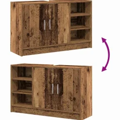 vidaXL Badkamerkast Oud Hout 90 x 29 x 55 cm Bewerkt hout