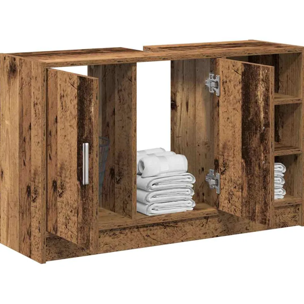 vidaXL Badkamerkast Oud Hout 90 x 29 x 55 cm Bewerkt hout