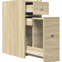 vidaXL Badkamerkast smal met wielen bewerkt hout sonoma eikenkleurig