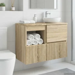 vidaXL Badkamerkast Sonoma Eiken 30 x 35 x 50 cm Bewerkt hout