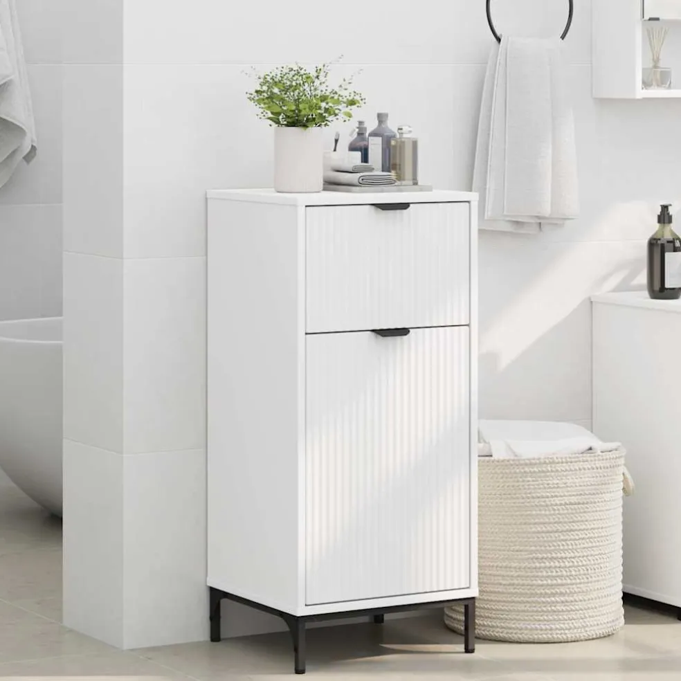 vidaXL Badkamer Kast Wit 39,5 x 36 x 88 cm Bewerkt hout, Metaal