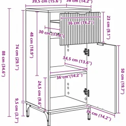 vidaXL Badkamer Kast Wit 39,5 x 36 x 88 cm Bewerkt hout, Metaal