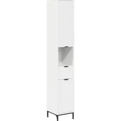 vidaXL Badkamer Kast Wit 31,5 x 33 x 190 cm Bewerkt hout, Metaal
